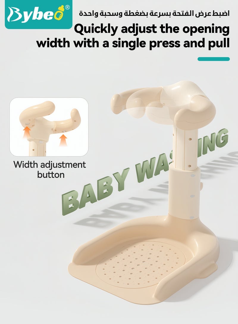 Bybeo 13PCS Baby Bath Support, Baby Bath Tub, Infant Bathtub, Infant Bath Chair, Foldable Baby Bath Stand with Anti-Slip Base, Adjustable Bath Shower Helper with Shower Cap + Shampoo Brush + Shower Cup + Duckling toys *4 + Ocean Balls *5 - Image 3